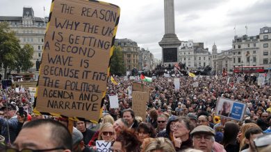 صورة حوادث خلال مظاهرة في لندن ضد قيود الوباء