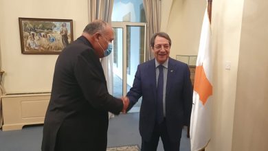 صورة الرئيس القبرصى يستقبل سامح شكرى فى إطار زيارته الحالية إلى نيقوسيا