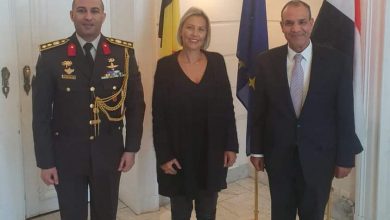 صورة السفير المصرى فى بروكسل يلتقى مع وزيرة الدفاع البلجيكية